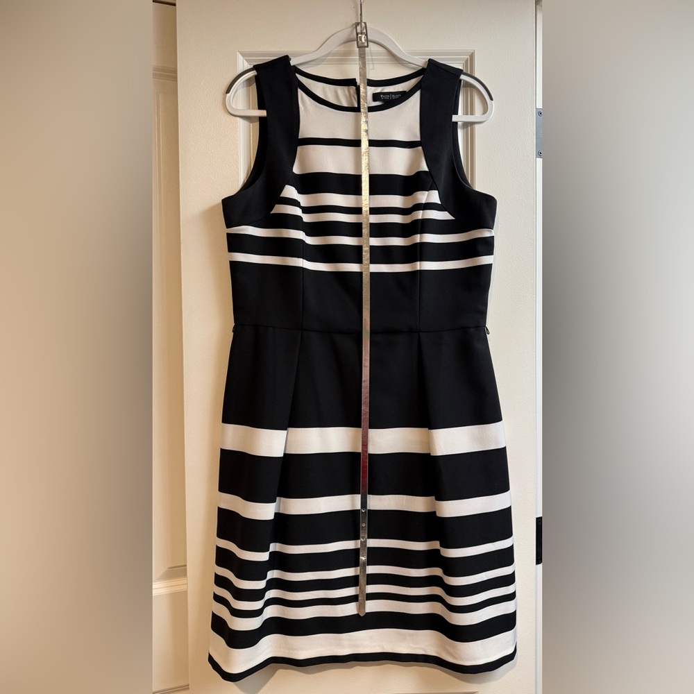 White House Black Market Black and White Striped Midi Dress